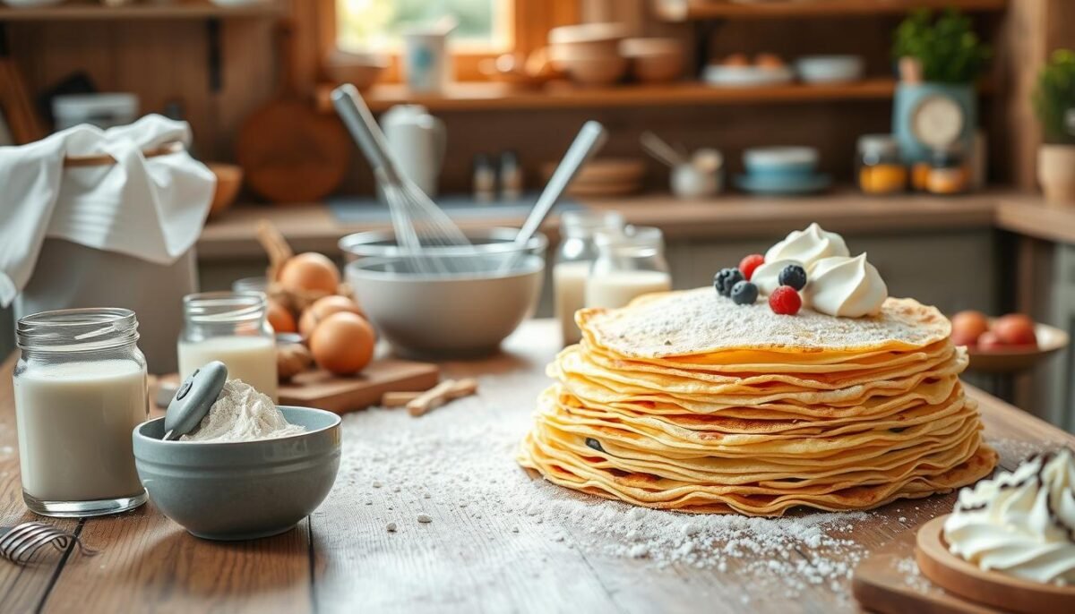 préparation de la pâte à crêpes